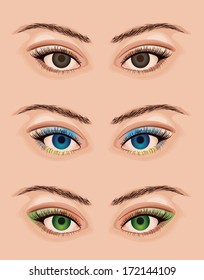Realistic vector woman's eyes with makeup