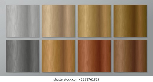 Realistic vector wood background set. Top view isolated wooden table or floor. Brown and gray wood texture with stripes