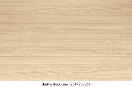 Realistic vector wood table background. Top view isolated wooden floor. Light brown wood texture with stripes. Mock-up with pine texture for advertisement. Vector illustration EPS10