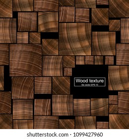 Realistic vector wood texture for background. Seamless pattern design. Square shapes of different size. Natural wood picture.
