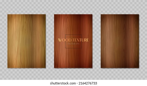 Realistic vector wood texture set. Brown wooden backgrounds. Oak and pine striped pattern. Vector illustration EPS10