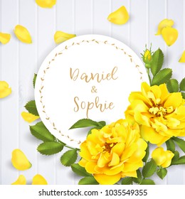 Realistic vector yellow rose. 3d roses