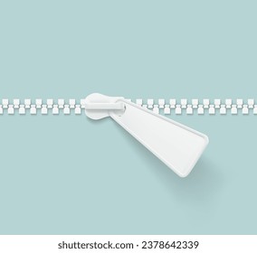 Realistic vector zipper mockup. Vector illustration isolated on colourful background. Easy to use for presentation your product, idea, design. EPS10.