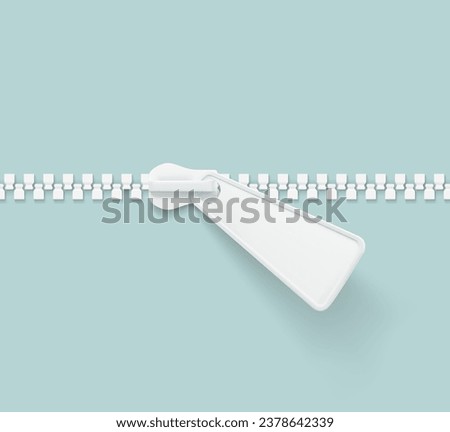 Realistic vector zipper mockup. Vector illustration isolated on colourful background. Easy to use for presentation your product, idea, design. EPS10.