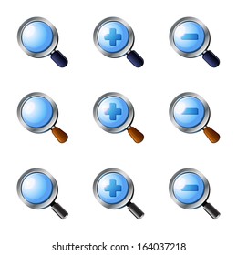 Realistic Vector Zoom icons set