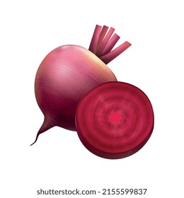 Realistic vegetables composition with isolated image of ripe fruit with slices on blank background vector illustration