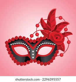 Realistic venetian carnival masks with background