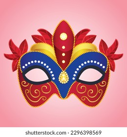 realistic venetian carnival masks with background