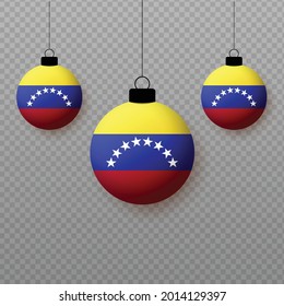 Realistic Venezuela Flag with flying light balloons. Decorative elements for national holidays.