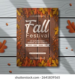 realistic vertical autumn poster template illustration