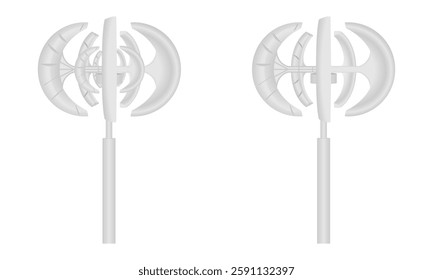 realistic vertical axis wind turbine generator for house  set vector illustration isolated on white background.	