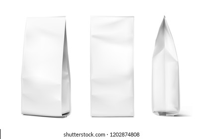 Realistic vertical bag. View from the face and side. Vector illustration isolated on white background. EPS10.