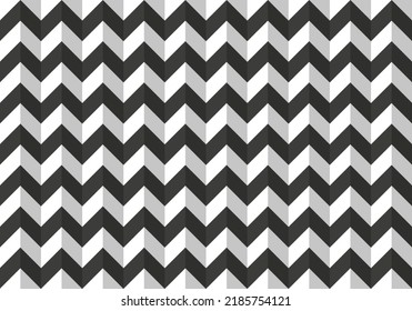 Realistic vertical black white zig zag pattern background vector design.