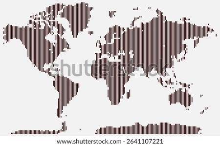 Realistic vertical line shape dotted infographic of Earth focusing on the continents
