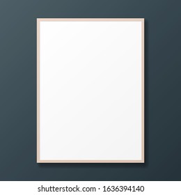 Realistic vertical picture frame. Blank picture frame mockup template. Mockup isolated. Realistic vector illustration.