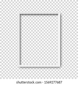 Realistic vertical picture frame isolated on transparent background.