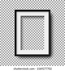 Realistic vertical picture frame isolated on transparent background.