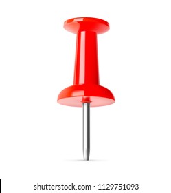Realistic vertical red thumbtacks isolated on white background. Vector illustration ready to use for your design. EPS10.