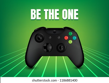 realistic video game controller vector on green abstract background, Illustration.