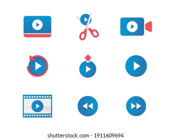 Realistic Video icons vector Illustrations