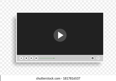 Realistic Video media player. Modern social media web digital interface display mobile app. online window play video control screen application vector template.