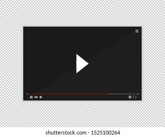 Realistic video player bar. Player video in flat style on a transparent background. Vector