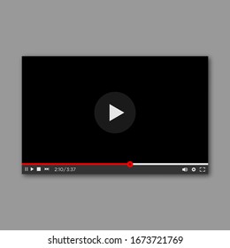 Realistic video player design template with shadow on grey background. Vector illustration eps 10