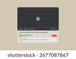 Realistic Video Player UI UX with Playback Controls Template.