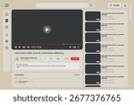 Realistic Video Player UI UX with Playback Controls Template.