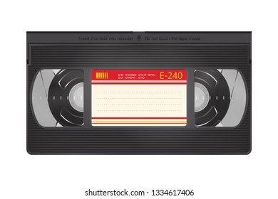 Realistic Video Recorder Tape. Video Cassette Isolated on a White Background