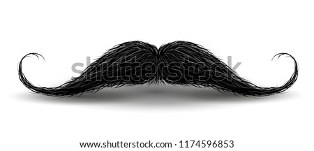 Realistic Vintage Black curly mustache. Vector Illustration isolated on a white background. Foto d'archivio © 
