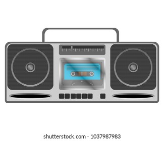 realistic vintage cassette music player vector illustration
