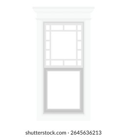 Realista vintage casa janela quadro isolado no fundo branco. Inglês sash window. Ilustração vetorial