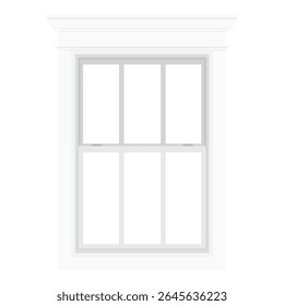 Realista vintage casa janela quadro isolado no fundo branco. Inglês sash window. Ilustração vetorial