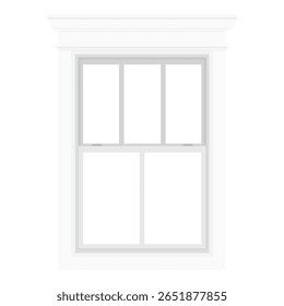 Realista vintage casa janela quadro isolado no fundo branco. Inglês sash window. Ilustração vetorial
