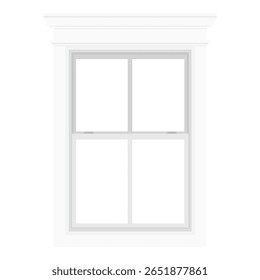 Realista vintage casa janela quadro isolado no fundo branco. Inglês sash window. Ilustração vetorial