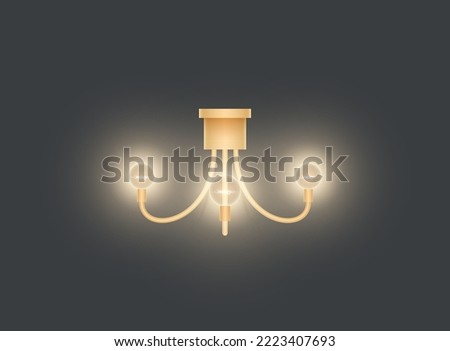 Realistic vintage lamp. 3d retro light furniture for interior design. Luxury electric sconce with lampshade. Glowing luminaire hanging on wall, chandelier. Vector illustration