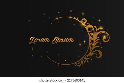 realistic vintage ornamental golden circle frame on black background. vector illustration
