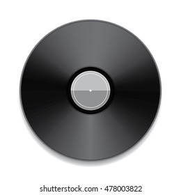 Realistic Vintage Retro Gramophone Vinyl, LP Record, Disc on White Background, Vinyl Album Mockup Template