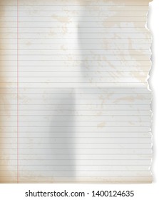 realistic vintage torn sheet of notebook paper