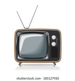 Realistic Vintage Tv Illustration On White Stock Vector (Royalty Free ...