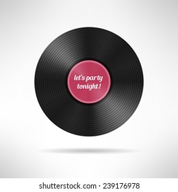 Realistic vinyl disc record. Vintage music player icon. Vector illustration