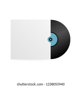 Realistic Vinyl Record with Cover Mockup. Disco party. Retro design. Vector stock illustration.