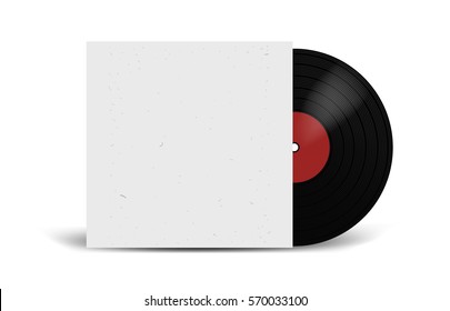 Realistic Vinyl Record with Cover Mockup. Disco party. Retro design. Front view