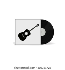 Realistic Vinyl Record with Cover Mockup. Retro design. Front view