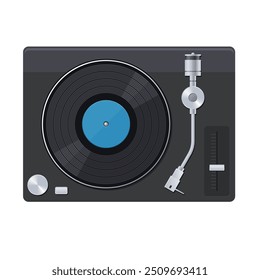 Realistic Vinyl Record Player. Top view. Vector