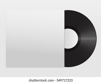 Realistic vinyl in sleeve mock up. Vector illustration