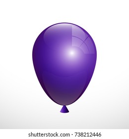A realistic violet balloon isolated on the White Background. Beautiful Vector Illustration of a flying upward Glitter Ball with Helium.