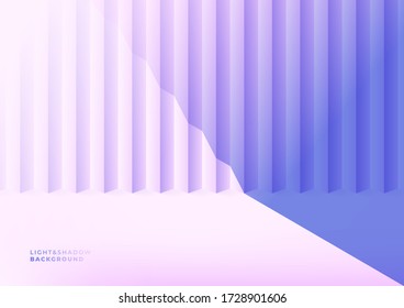 Realistic violet studio wall, Empty light&shadow room interior in minimal 3d.