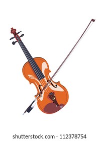 Realistic violin with bow picture